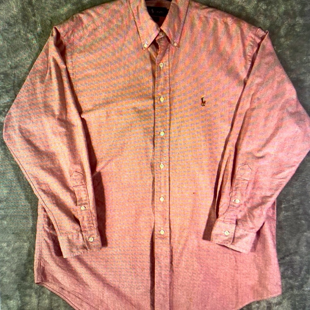 Button Down Shirt Men's 16-33 Pink Oxford Flesh Pony